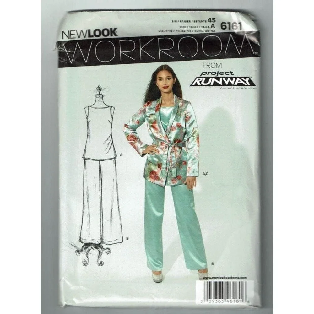 New Look Sewing Pattern 6161 Jacket Pants Top Size 4-16 Project Runway
